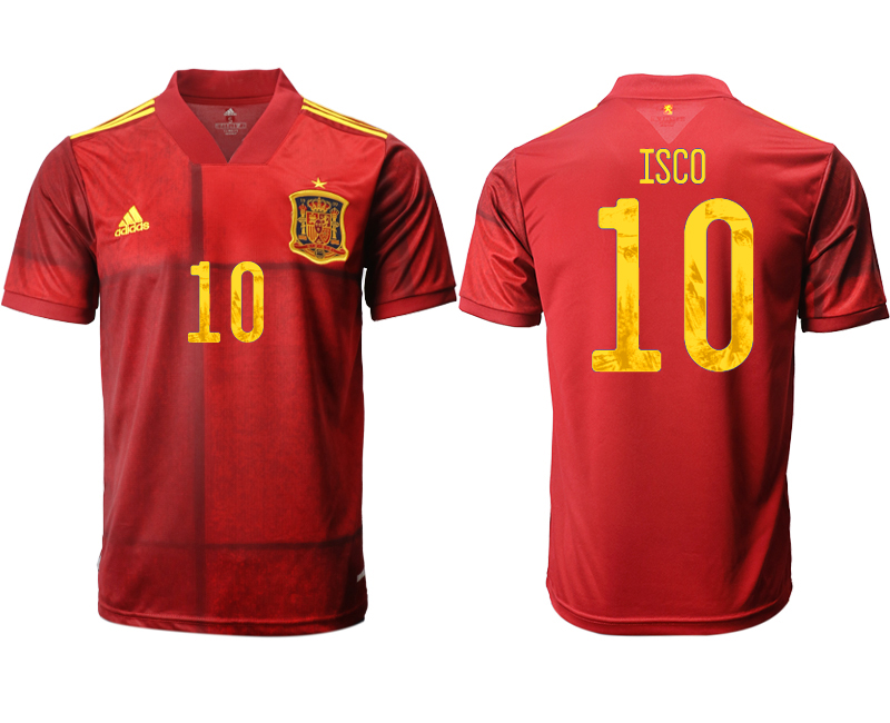 Men 2021 Europe Spain home AAA version #10 soccer jerseys